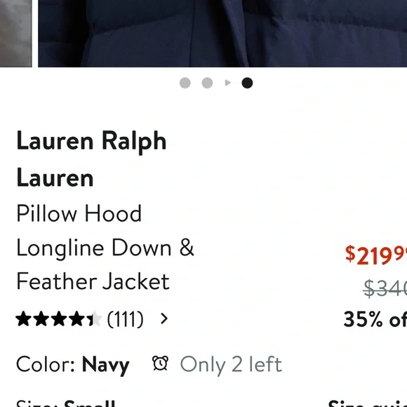 Lauren Ralph Lauren Pillow Hood
Longline Down & Feather Jacket Small - Picture 5 of 13